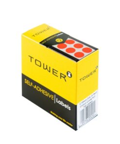 Labels - Colour Coding - Round - 10mm - Fluorescent Red - 1 Box - C10FR