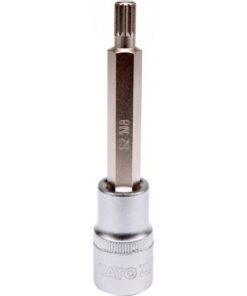 Spline Bit Socket - Chrome Vanadium - 1/2" Connector - Long - M8 x 100mm - YT-04352
