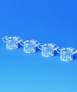 Insert strips of 4 BRANDplates® 0,4µm,IOS PS, cellGrade plus surface, even walls, sterile, PC membrane, 9mm, pack of 12