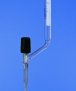 Burette 50 ml :0,1 ml, AS a.collateral valve cock w. protection with DAkkS certificate