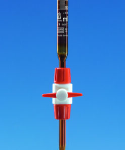Compact burette 50.0.1 ml PTFE stopcock, SILBERBRAND®, amber glass Boro 5.0, Schellbach stripes
