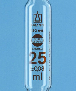 Volumetric pipette 50 ml, class AS AR-Glass, amber grad., 1 mark, BLAUBRAND®-ETERNA, with DAkkS certificate