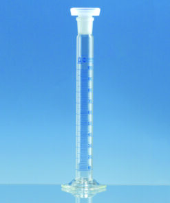 Mixing cylinder 50 ml, with hexagonal base with poly stopper BLAUBRAND®, Klasse A, Borosilicate 3.3., individual certificate, pack of 2