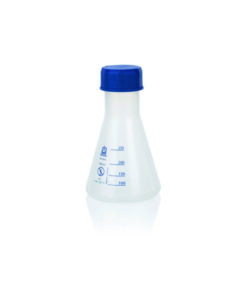 Erlenmeyer flask 50 ml, PP wide neck, GL45, screw cap/graduated