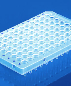 PCR-plates 96-well half frame, Low Profile, clear, blue coding, pack of 50