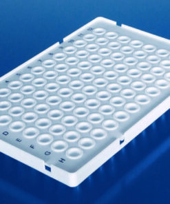 PCR-plates 96-well half frame, Low Profile, raised frame, white, blue coding, pack of 50