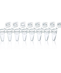 PCR vial w. 3 bars, 8er, attached lid 0.2 ml, standard f. qPCR vials, VE=120