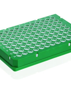 PCR-plate 96-well, PC/PP rigid 96-W full skirt. clear W green FR pack of 50