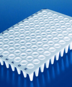 PCR-plates 96-well w/o frame, standard Profile, white, blue coding, pack of 50