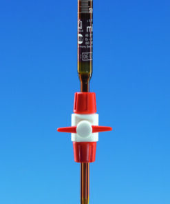 Compact burette PTFE stopcock BB, AS, amber glass, 50 ml:0.1 ml, Boro 3.3, DE-M