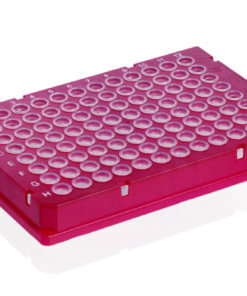 PCR-plate 96-well, PC/PP rigid 96-W full skirt. clear W red FR pack of 50