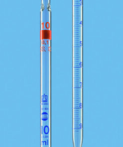 Measuring pipettes 10 ml:0.1 ml AR-glass, BLAUBRAND®, cl. AS, full drownspout, blue grad., pack of 12