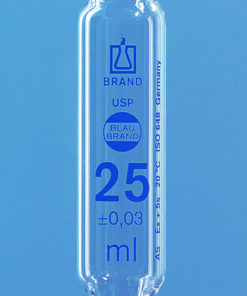 Bulb pipette 25 ml, 1 mark USP, BLAUBRAND®, cl.AS, conform. cert., blue grad. AR-Glas®, incl. USP batch certificate