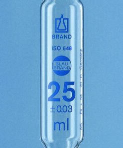 Volumetric pipet 1 ml, with 2 marks BLAUBRAND®, cl. AS, AR glass CoC, blue grad.