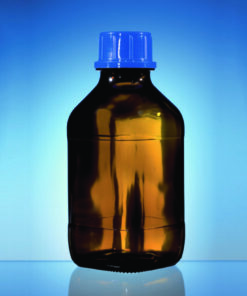 Threaded bottle 100 ml, amber-soda-lime glass without coating GL 32, with screw cap