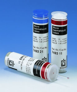 Micro-hematocrit capillaries heparinized, length 75 mm x 1.1/1.2 mm pack of 100