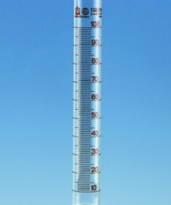 Measuring cylinder 100 ml, high form BLAUBRAND-ETERNA, Cl. AS, CoC, DURAN, main point ring graduation