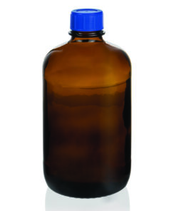 Threaded bottle 2500 ml, amber-soda-lime glass without coating, GL 45, with screw cap