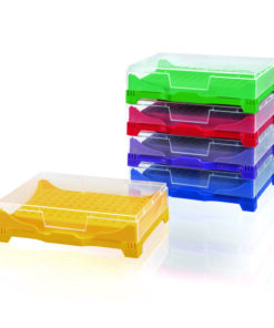 PCR-boxrack, PP, with lid for 0,2 ml reaction vessels assorted colours, pack of 5