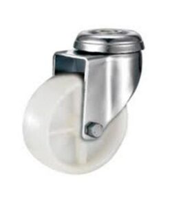 Castor Wheels - Nylon - Bolt Hole - Swivel - White - 100mm - TOOC469
