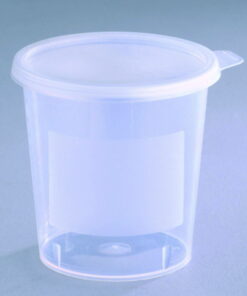 Beaker 400 ml, PP, white w. snap lid, not assembled, not graduated, pack of 460