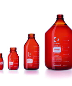 DWK Duran Laboratory Glass Bottle GL 32 Amber Protect+ Plastic-Coated (PA12) with Dust Cap - 50 mL​