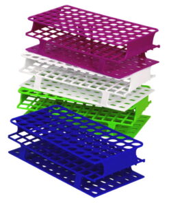 Heathrow Scientific Test Tube Rack OneRack for 72 Tubes of 16mm Ø Magenta, POM, 127x250x70mm