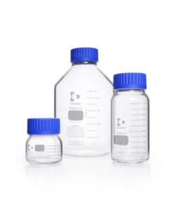 DWK Duran Laboratory Glass Bottle 3500 ml, Clear, GLS 80, Wide Neck, with Screw Cap and Pouring Ring