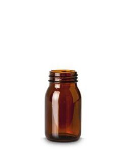 RIXIUS Wide‑Neck Amber Glass Bottle 150 mL, RD 45, Without Cap 7075021 (Pack of 48)