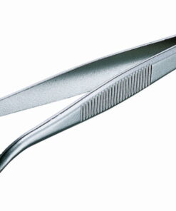 Tweezers stainless, bent, blunt, 115 mm