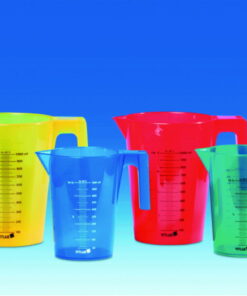VITLAB Measuring Jugs Set 1000 ml, PP Stackable, Graduated, Coloured, 1 x Red, Yellow, Blue, Green