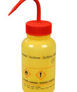 Bürkle Spray Bottle 500 ml, LDPE Wide Neck, "Aceton", Closure Red, LaboPlast