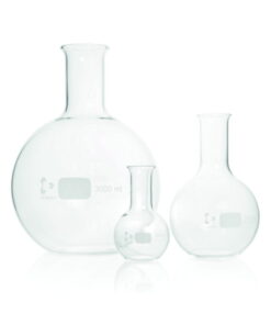 DWK Duran Flat Bottom Flasks 3000 ml, Narrow Neck, with Beaded Rim