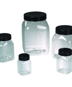 Bürkle Wide Neck Can 50 ml, Square PETG Clear, with Closure