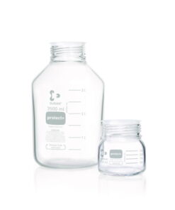 DWK Duran Laboratory Glass Bottle 1000 mL, GLS 80 Clear, Protect+ Plastic-Coated, with Cap