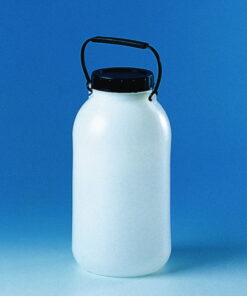 BRAND Storage Bottle 5 L PE-HD Wide Neck with Screw Cap and Carrying Handle, without Stopcock, Ø 165 mm, H 320 mm, Inner Neck Ø 85 mm