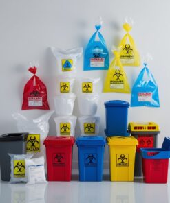 small red biohazard bags