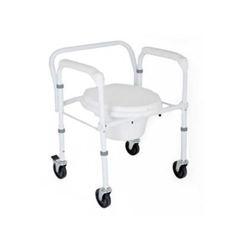 Deluxe 3-in-1 Folding Commode Chair with Wheels