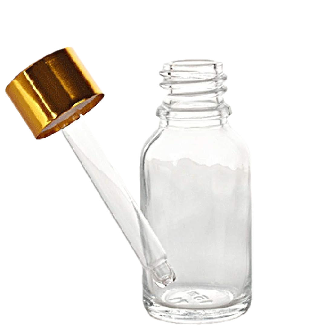 Dropper Bottles Clear Glass Gold Lids - Image 2