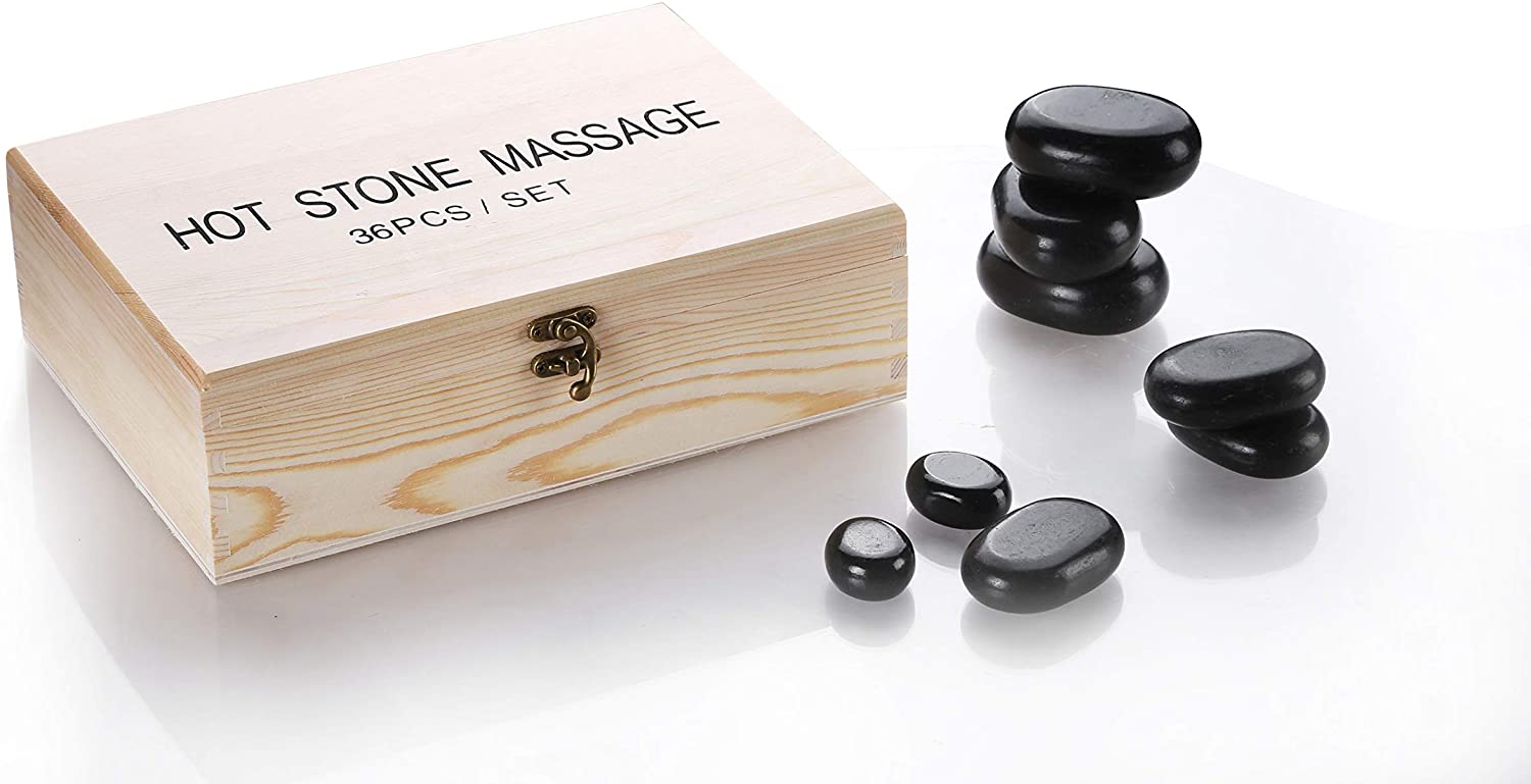 Professional hot stone set with wooden storage box | 36pc - Image 4