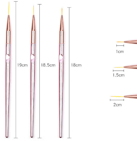 Rose Gold striping brush set | 3pc - Image 3